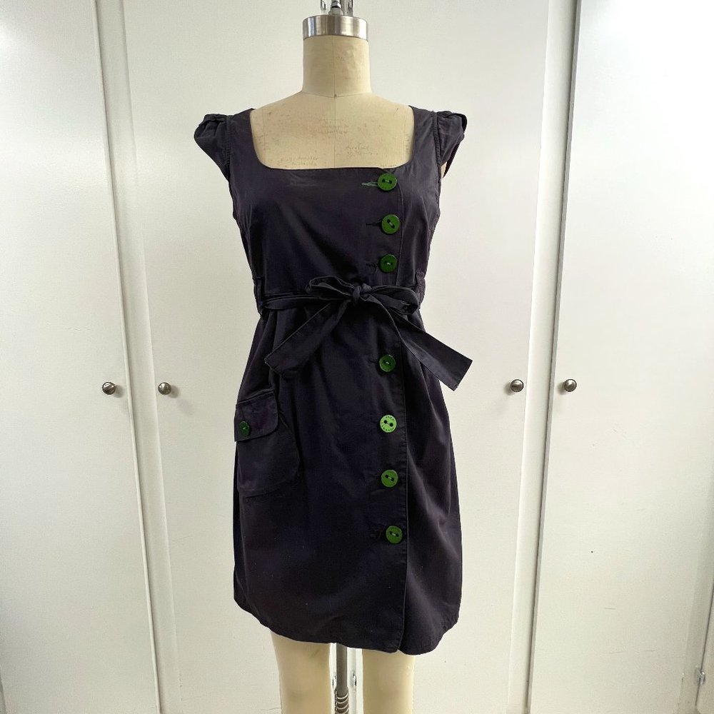 Vintage Y2K Navy Square Neck Jordi Labanda Wrap Dress